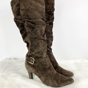 Bass Faux Brown Suede Slouchy Tall Boots Women Size 6.5